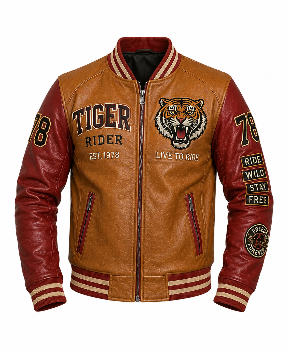 Men’s Heritage Tiger Tan Sheepskin Leather Bomber Jacket