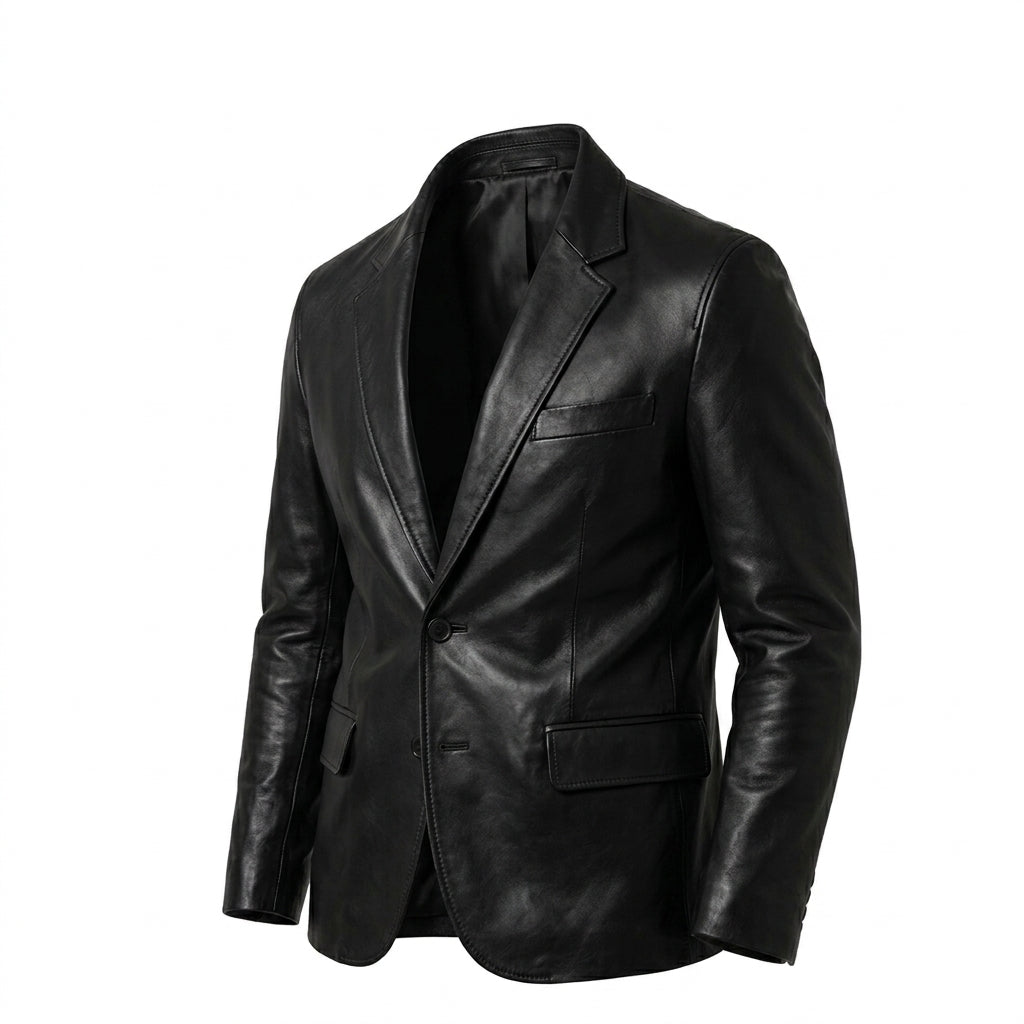 Men’s Prestige Black Leather Blazer