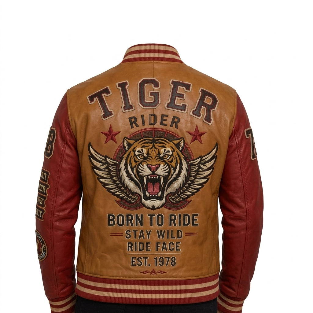 Men’s Heritage Tiger Tan Sheepskin Leather Bomber Jacket