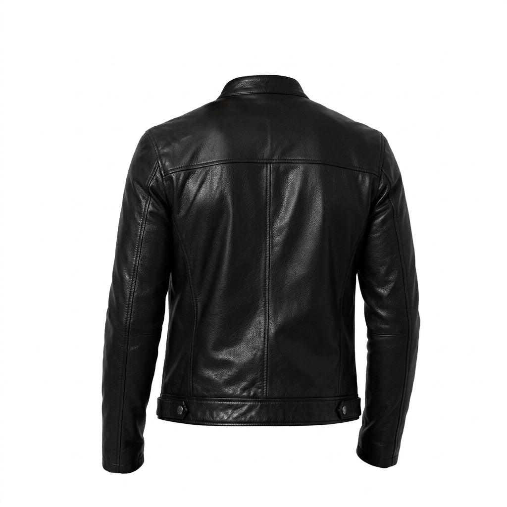 Men’s Phantom Black Leather Cafe Racer Jacket