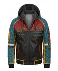Men’s Urban Wolf Sheepskin Leather Hooded Jacket