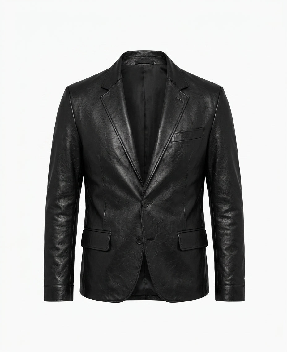 Men’s Prestige Black Leather Blazer